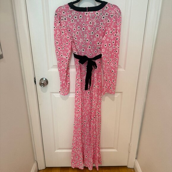 RIXO LONDON TANIA FLORAL PINK, BLACK, WHITE MIDI MAXI DRESS NEW WITH TAGS (NWT) - Picture 9 of 14